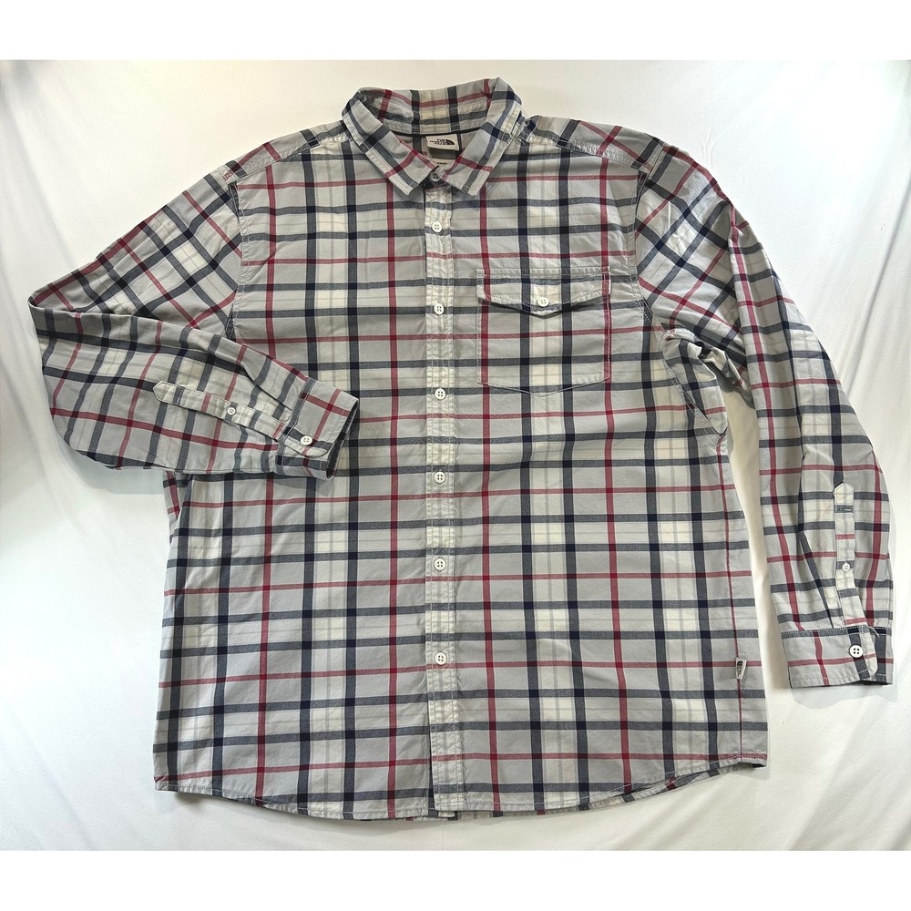 The North Face Gorpcore Plaid Button Down Shirt XL Outdoor Utility Rugged Grey